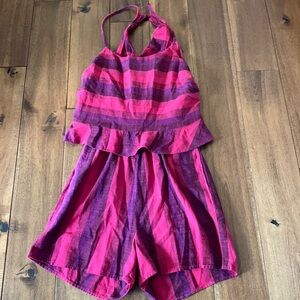 NWT XS Pink/Purple Striped Anthropologie Romper